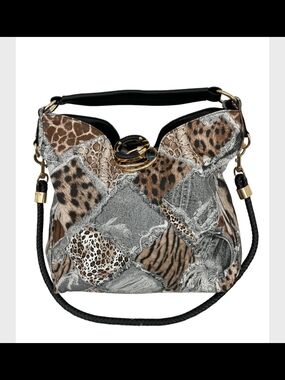 ❗️ANGEL KISS  by ANGEL BARCELOPatchwork Animal Print Hobo Bag -  G Clasp ❗️NWOT